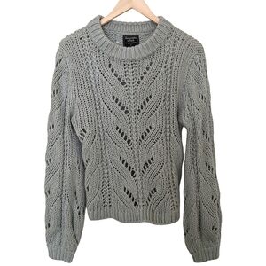 Abercrombie & Fitch Light Green Chunky Crew Neck Open Weave Sweater Size S